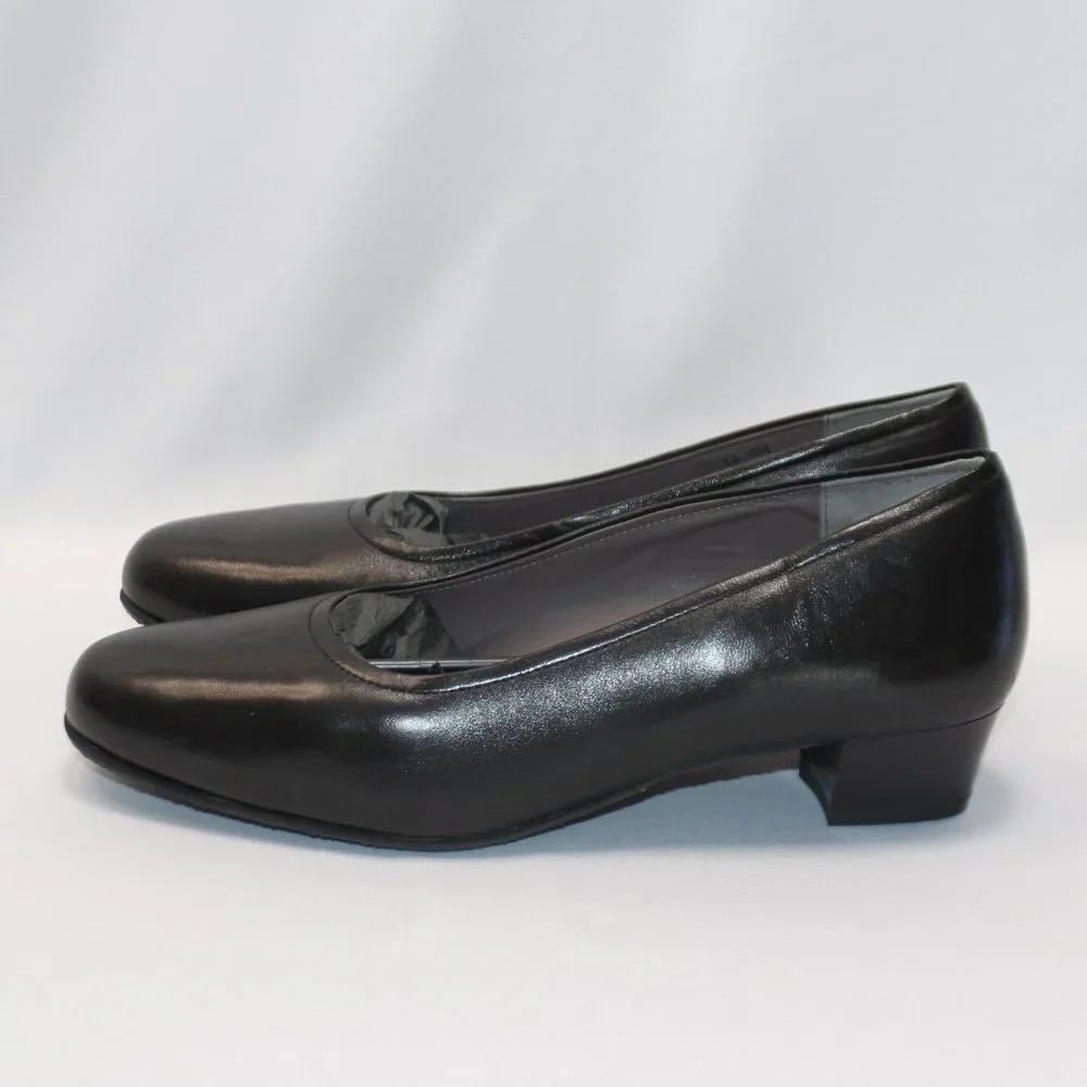 SAS Regina Black Leather Heels